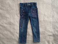 Niebieskie spodnie jeansowe jeansy w perły diamenciki dżety 86 - 92
