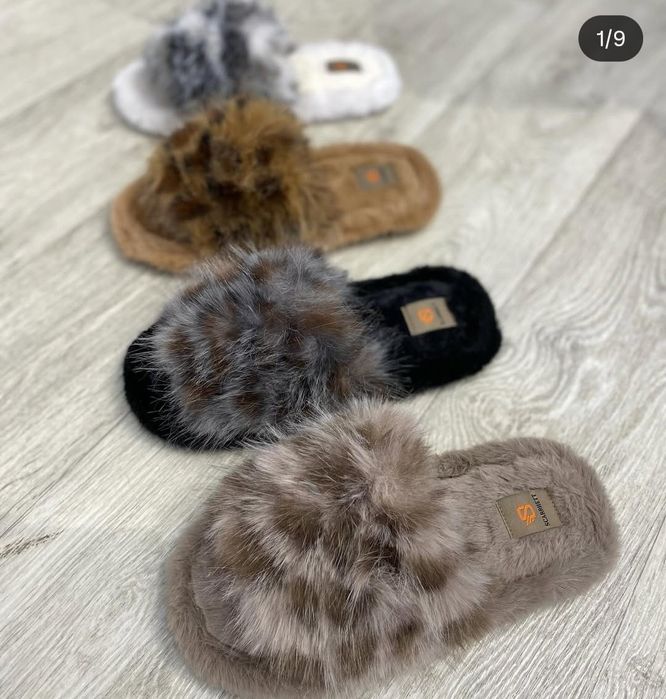 Меховие тапки,женские тапочки