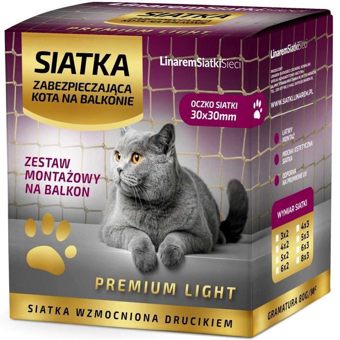 Siatka dla kota z drucikiem LIGHT, zestaw do montażu 6x3