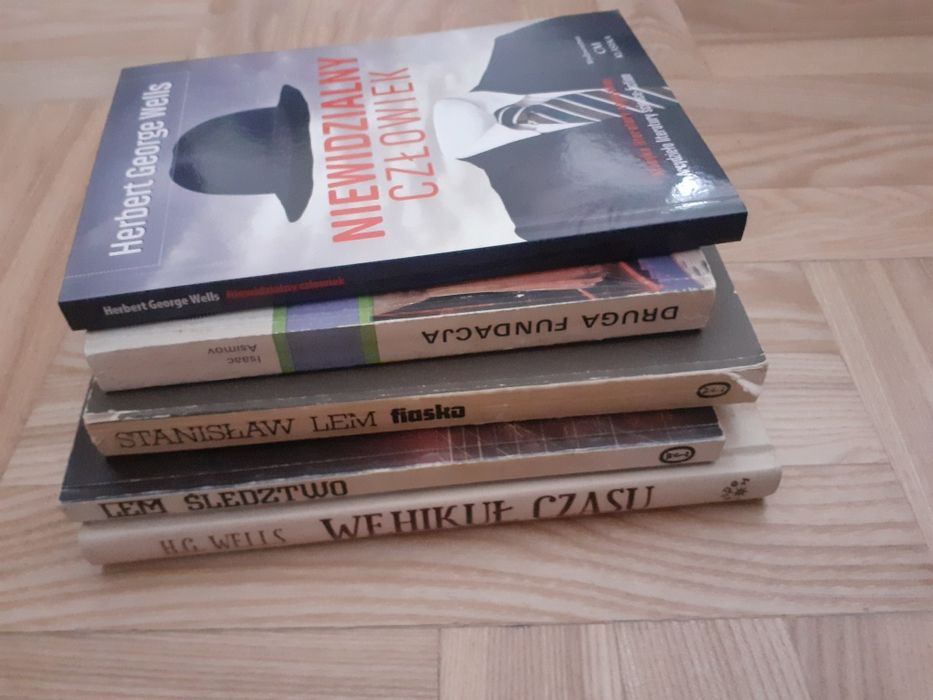Książki science fiction Lem Śledztwo Fiasko Wells Wehikuł czasu Asimov