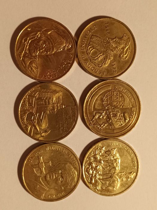 Monety kolekcjonerskie 2 zł zestaw 6 szt