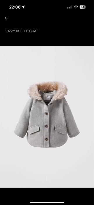 Plaszczyk kurtka budrysówka dla dziewczynki Zara r.98