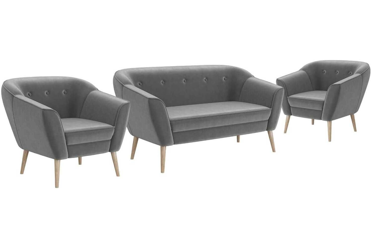 Sofa w stylu skandynawskim na drewnianych nóżkach do salonu DIMA