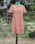 Brązowa sukienka Peacocks L 40 imitacja zamszu zamsz mini etno boho