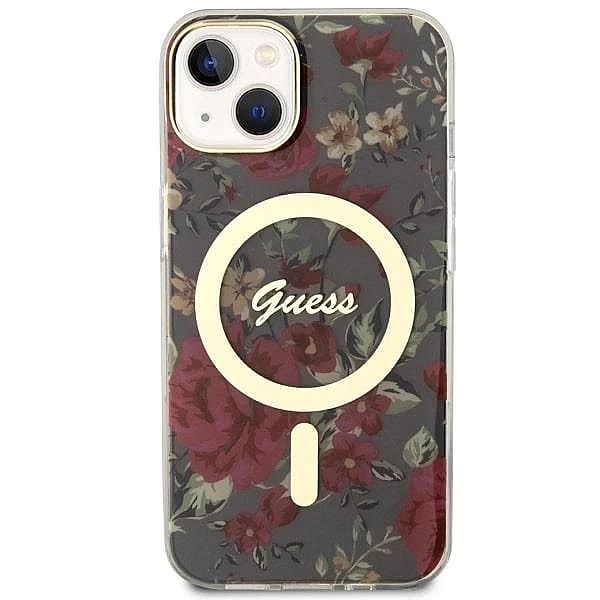 Etui Guess Flower MagSafe na iPhone 14 Plus - zielone