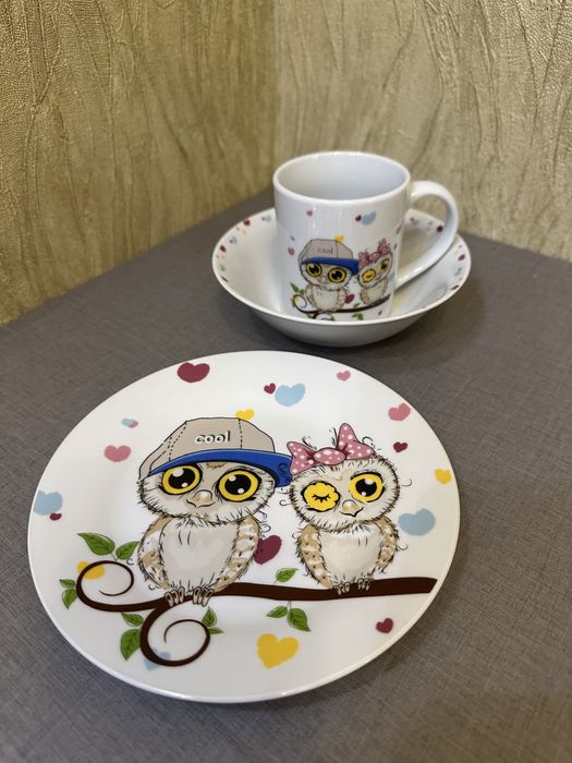 Детский набор посуды Совушки