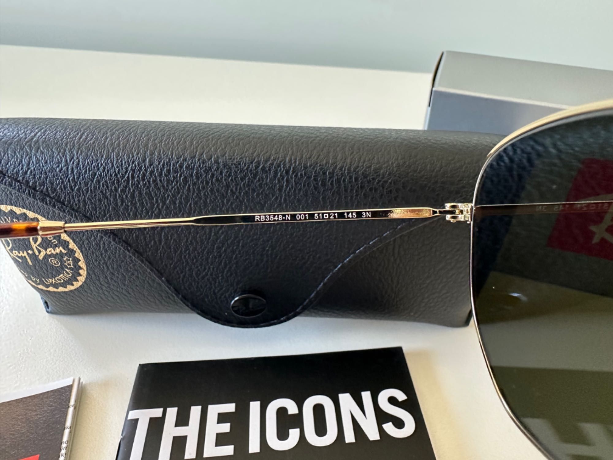 RayBan Original RB3548N Hexagonal Arista Gold Green G15 51-21 Novos