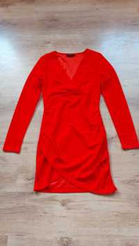 Czerwona mini sukienka impreza Kuela