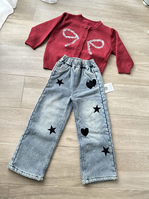 Джинси утеплені та светрик для дівчинки 120-130см