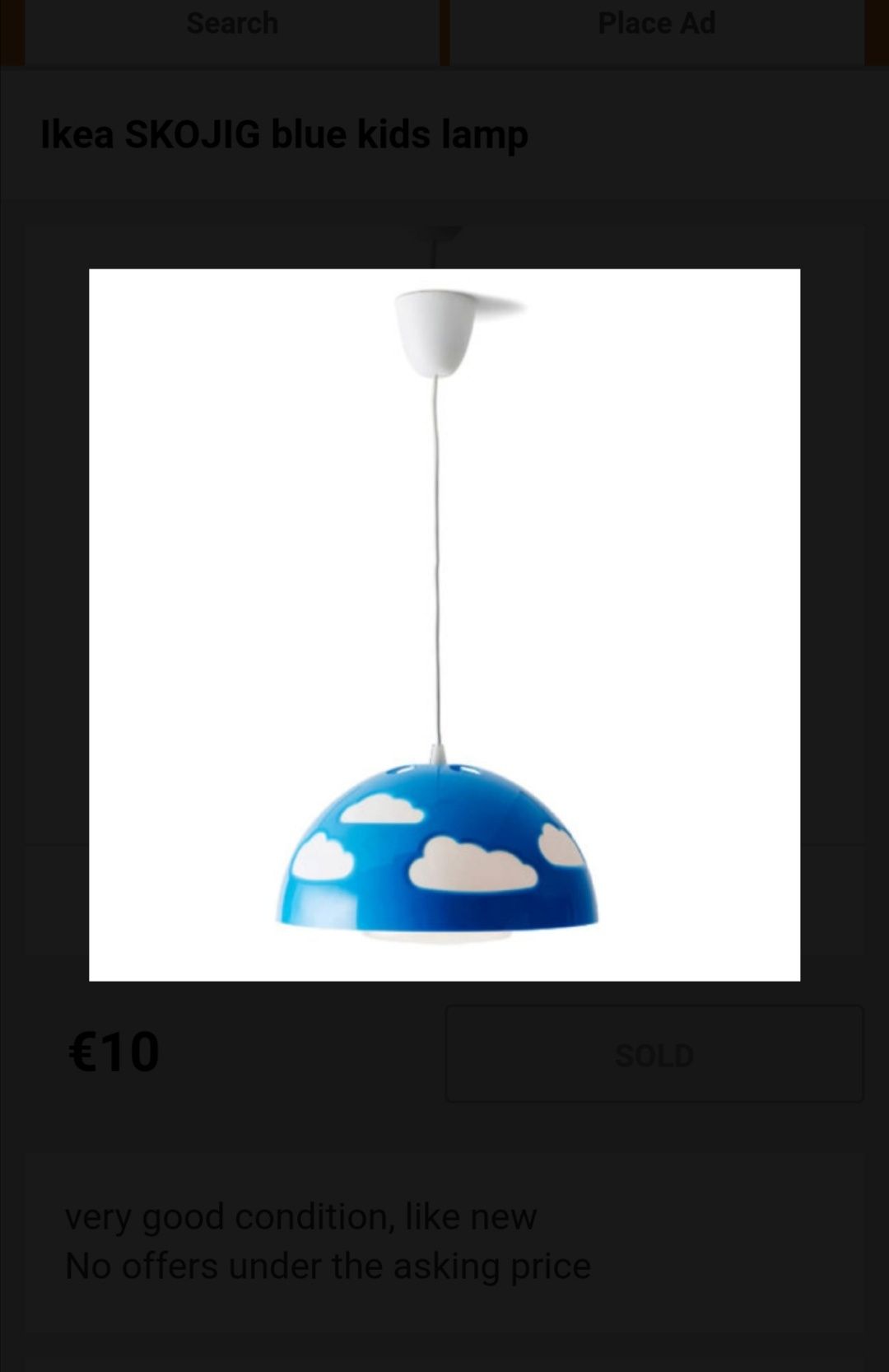 Lampa sufitowa wisząca Ikea Skojig chmurka