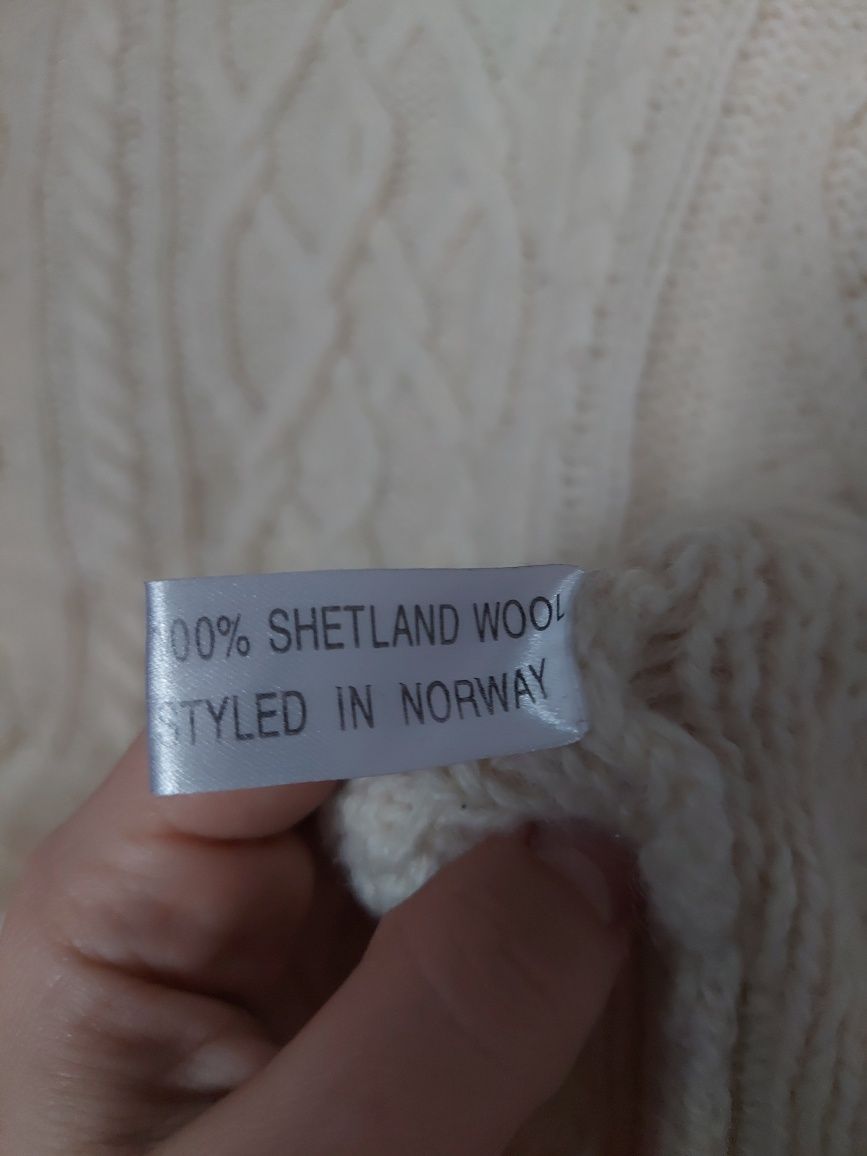 Kremowy golf shetland wool gruby splot Marin Alpin M/L