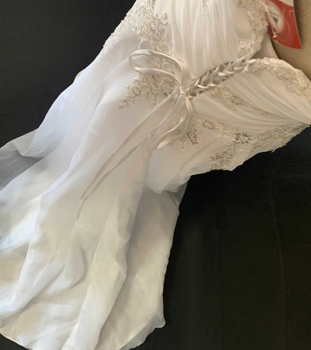 Nowa Suknia Ślubna Klasyczna Linia A Szyfonowa lekka XXL 44 vintage