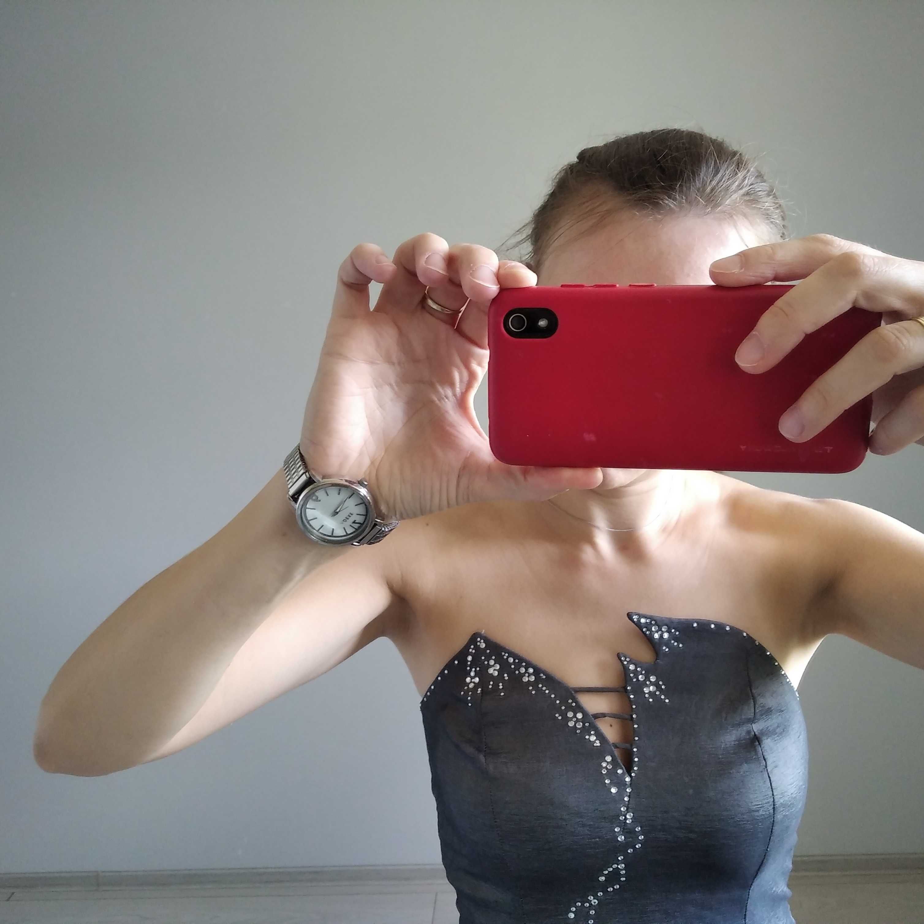 Sukienka na sylwestra strudniówkę wesele długa bez pleców XS 34 S 36
