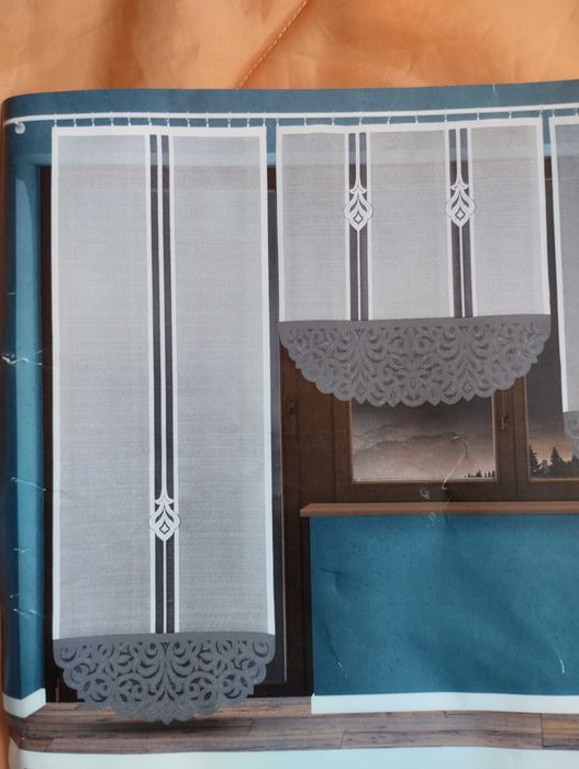 Panel, firana żakardowa kolor biało szary  250x90