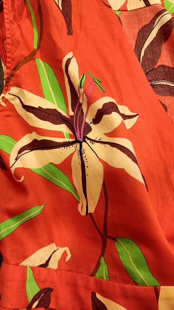 Kombinezon Zara czerwony w kwiaty bawełna  M/L