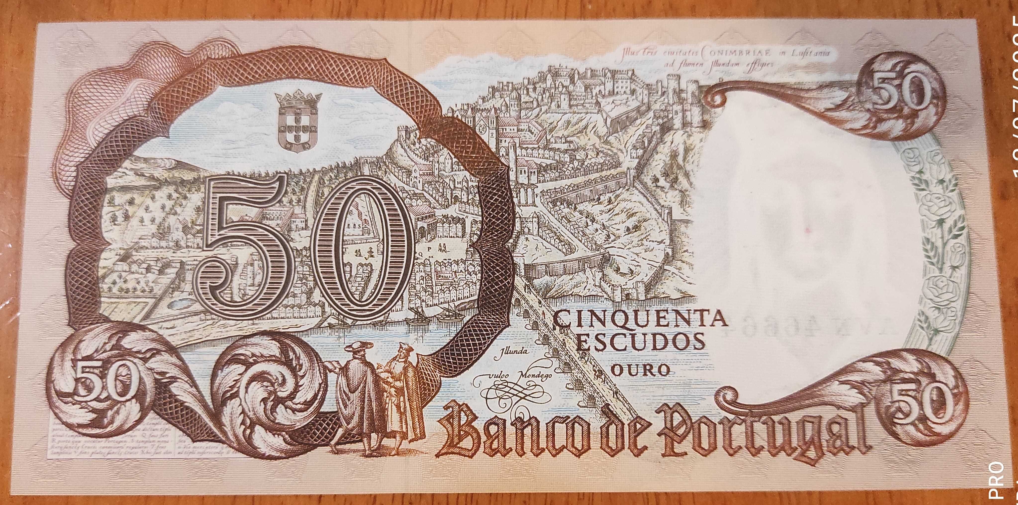 linda nota de 50 escudos capicua em estado nova