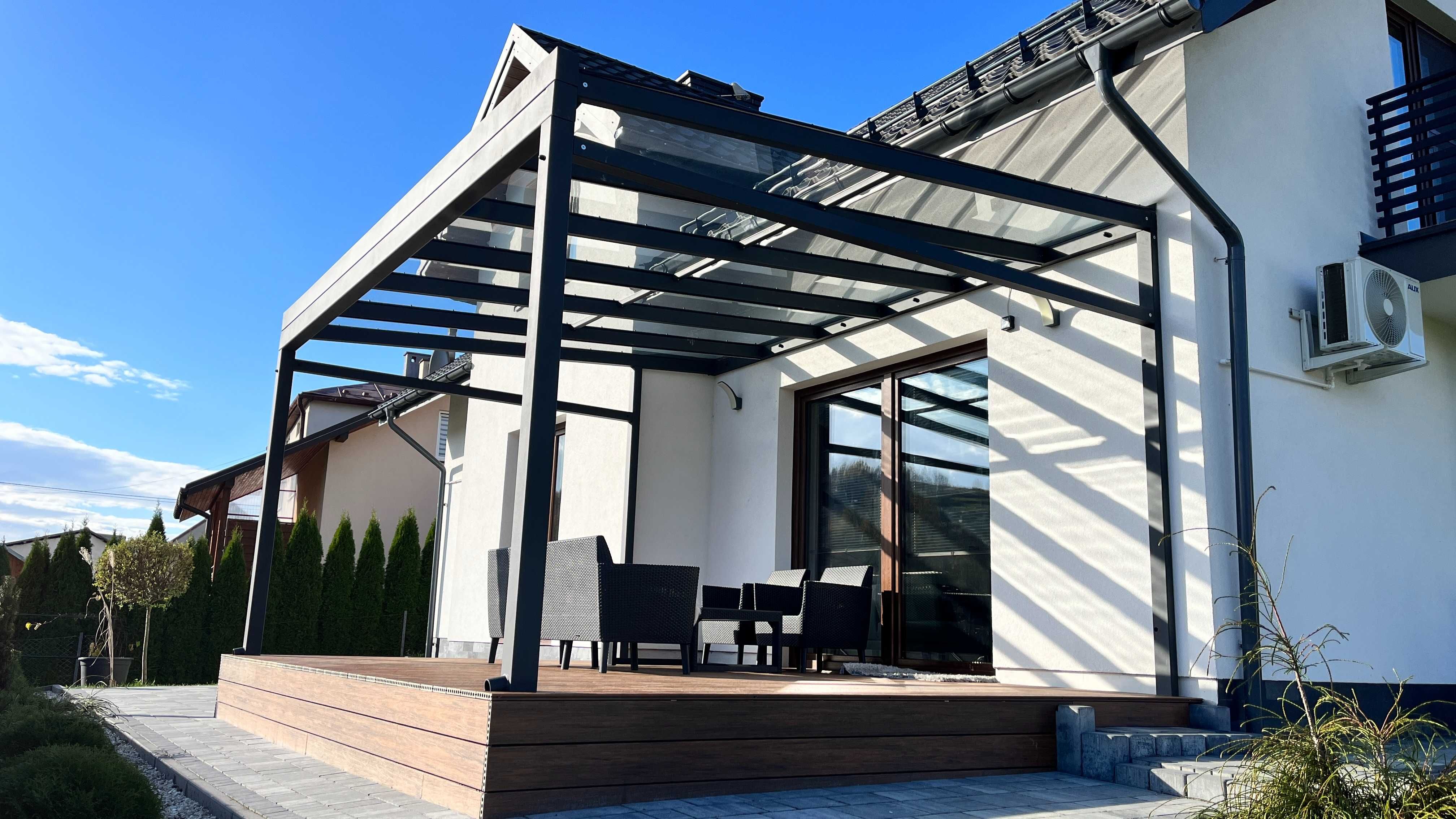 Nowoczesna Zabudowa Tarasu Zadaszenie Pergola, Oranżeria, ogród zimowy