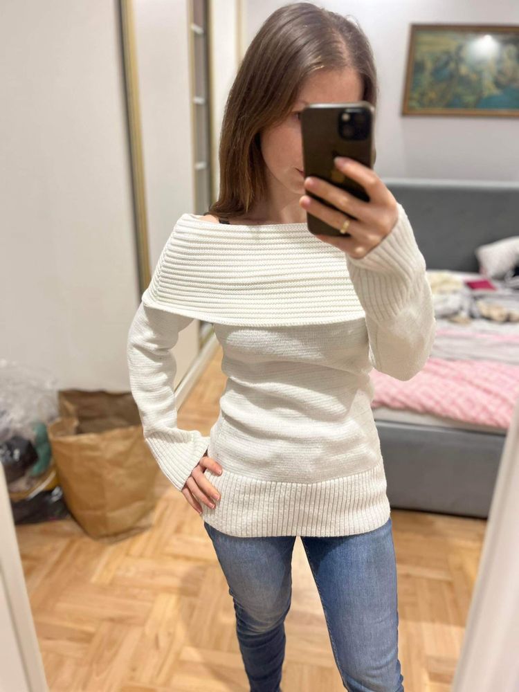 Sweter Damski Biały S/M Nowy