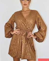 Sukienka cekinowa złota