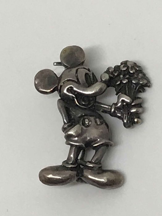 Disney Mickey Mouse - zabytkowa , srebrna 925, przypinka z lat 1950