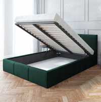Używane łóżko, butelkowa zieleń 180x200 stelaż metalowy materac