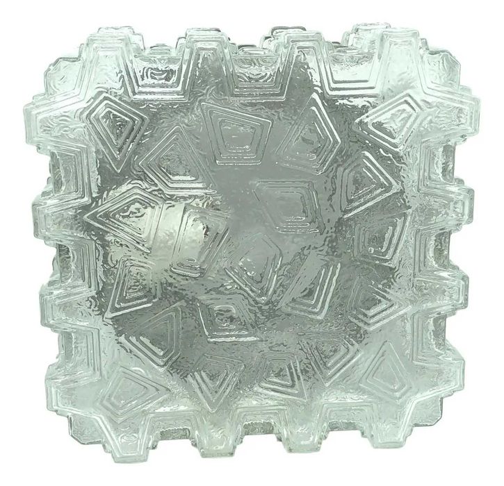 Lampa Extraordinary Cubistic Clear Glass Flush Mount Germany 1970s