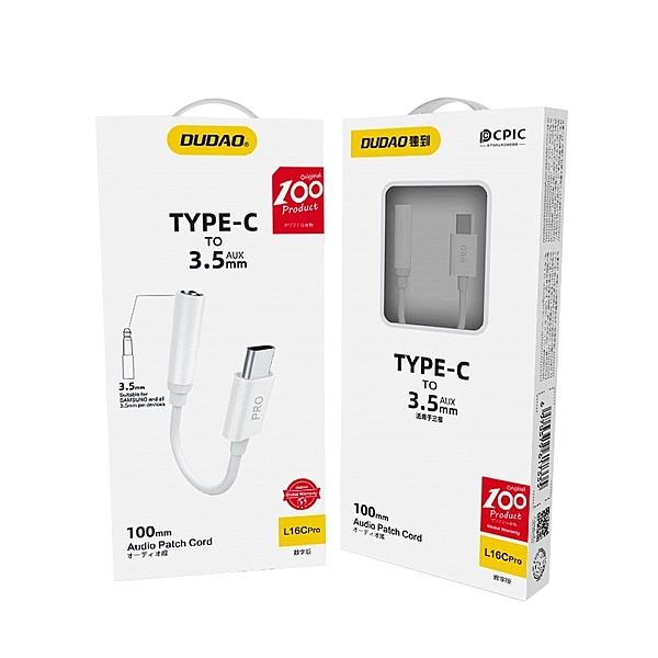 Dudao adapter audio przejściówka do słuchawek z USB Typ C na mini jack