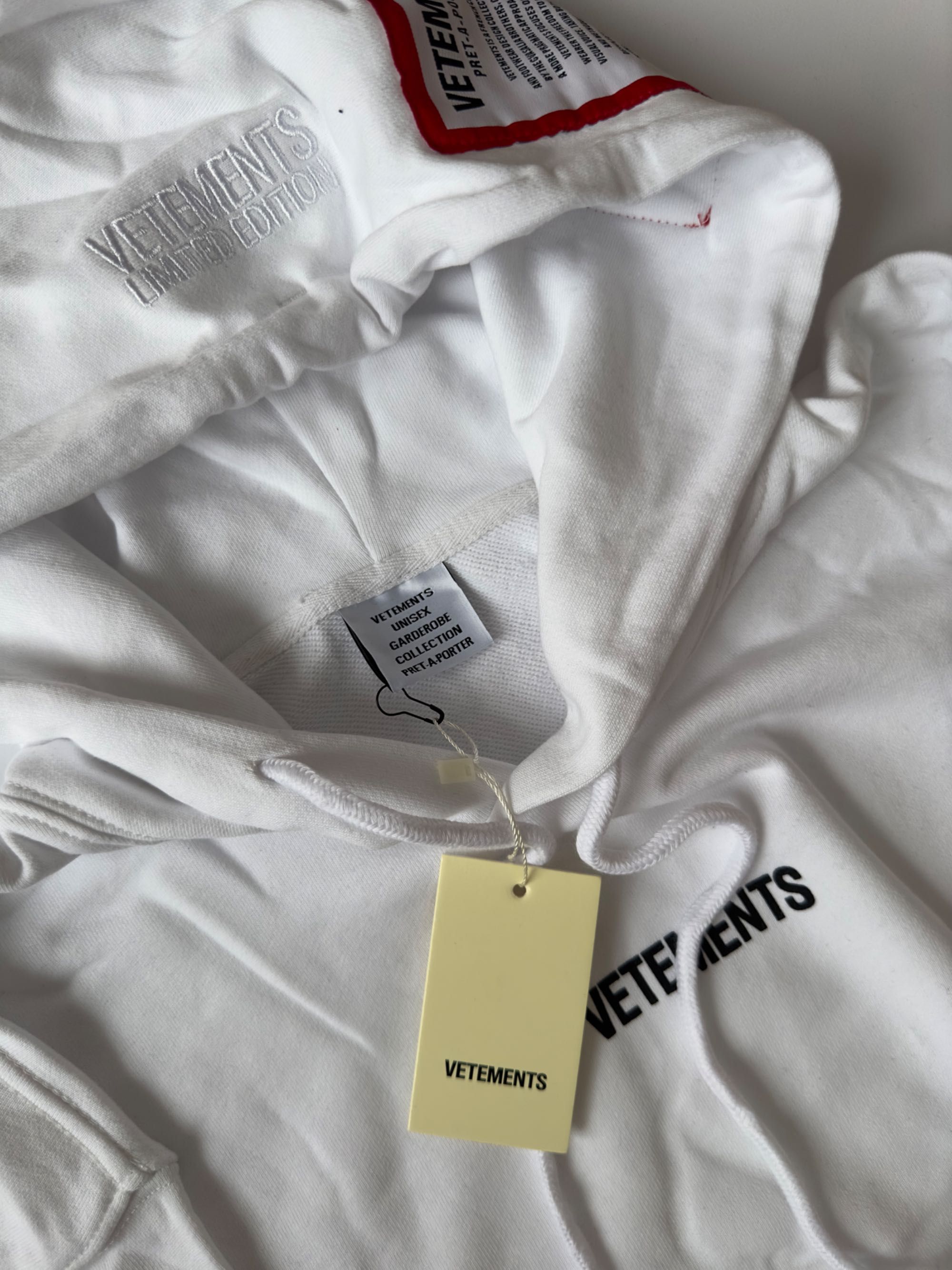Bluza z kapturem Vetements Default logo white Hoodie M L oversize
