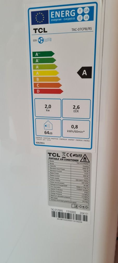 Klimatyzator przenośny 7000BTU/h 2.0kW