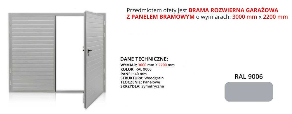 Brama Garażowa Rozwierna z Panelem Drzwi Garażowe Ocieplane NA WYMIAR