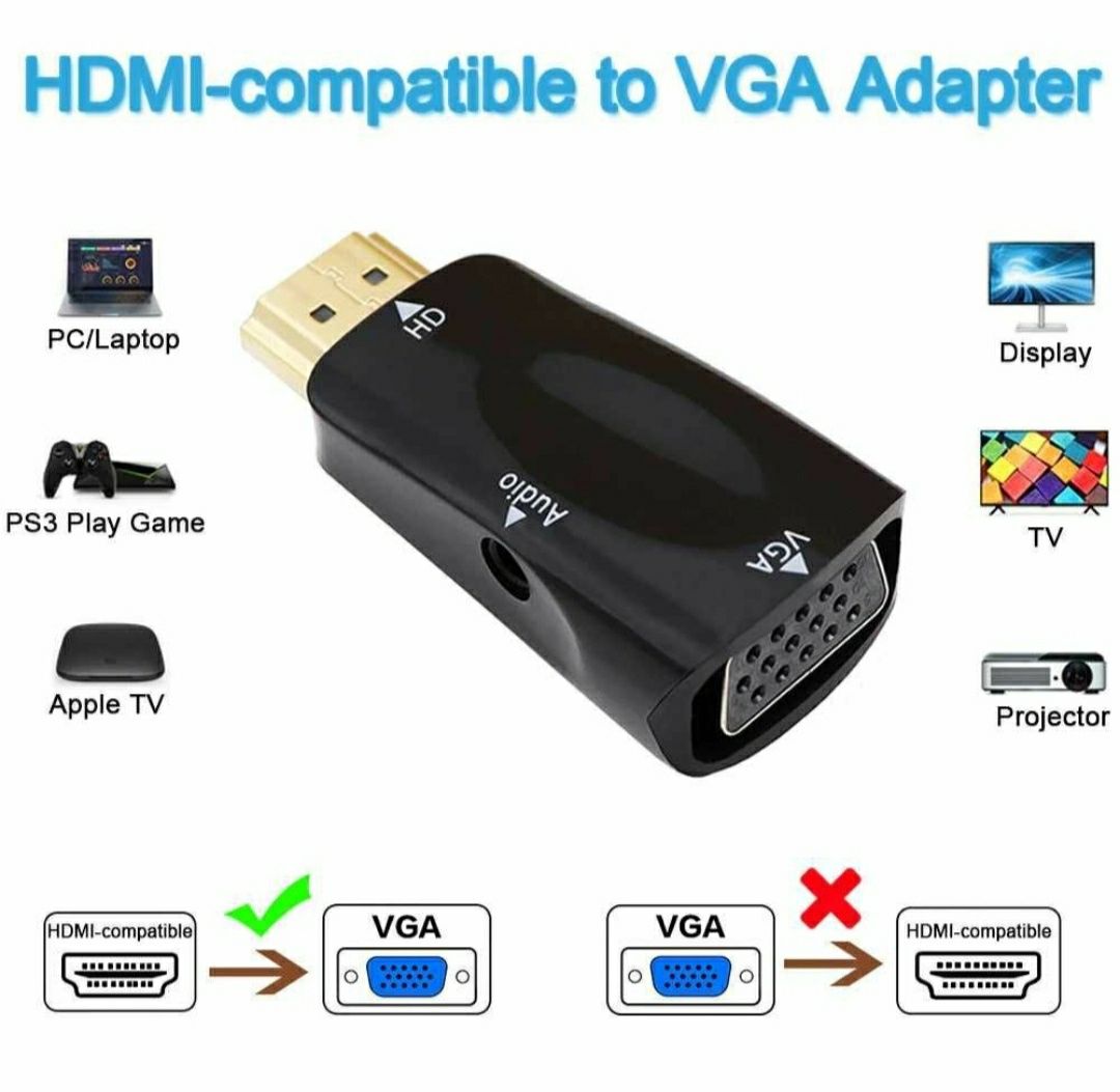 Конвертер переходник  HDMI to VGA с аудио , адаптер HDMI  на VGA