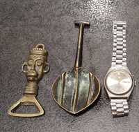 Zabytkowy zegarek dalia i przedmioty z mosiądzu vintage