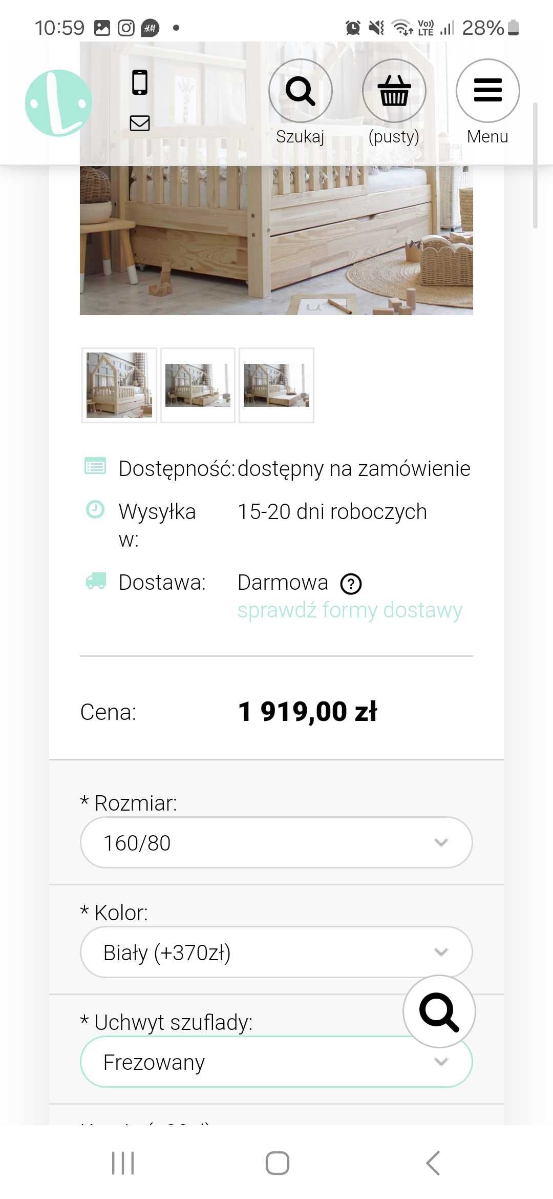 Łóżko domek Luletto Bianco Plus z szufladą białe