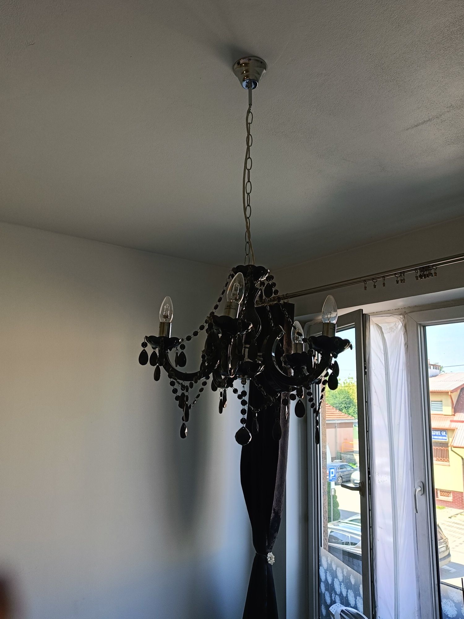Lampa żyrandol Glamour czarny czarna kryształy