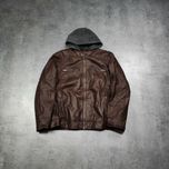 MĘSKA EkoSKÓRA Kurtka Skórzana Guess USA PREMIUM z Kapturem Ocieplona