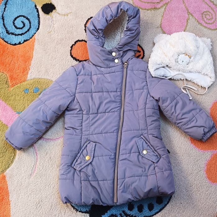 Kurtka/ płaszczyk zimowa+ czapeczki r 92 dla dziewczynki