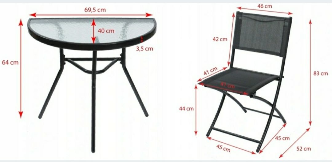 Комплект Меблів Стіл + 2 стільці / Півкруг / Набір в наявності