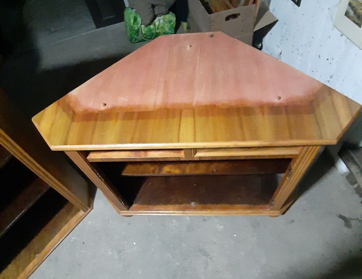 Drewniana komoda stolik podstawka pod telewizor tv regalik brązowy