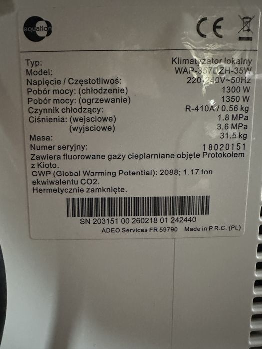 Klimatyzator equation - uszkodzony sterownik