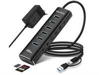 Hub USB 3.2 z zasilaczem, hub RSHTECH 8-portowy USB 3.1 Gen2