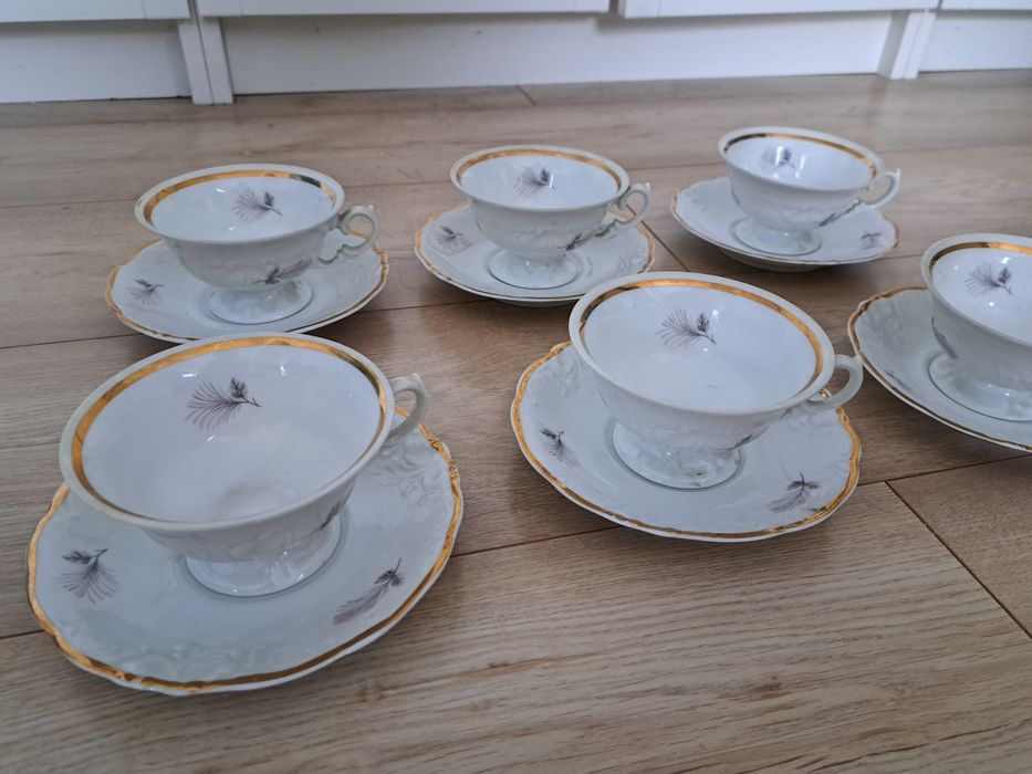 Zestaw kawowy, herbaciany porcelana Wawel, 6x filiżanka i spodeczek