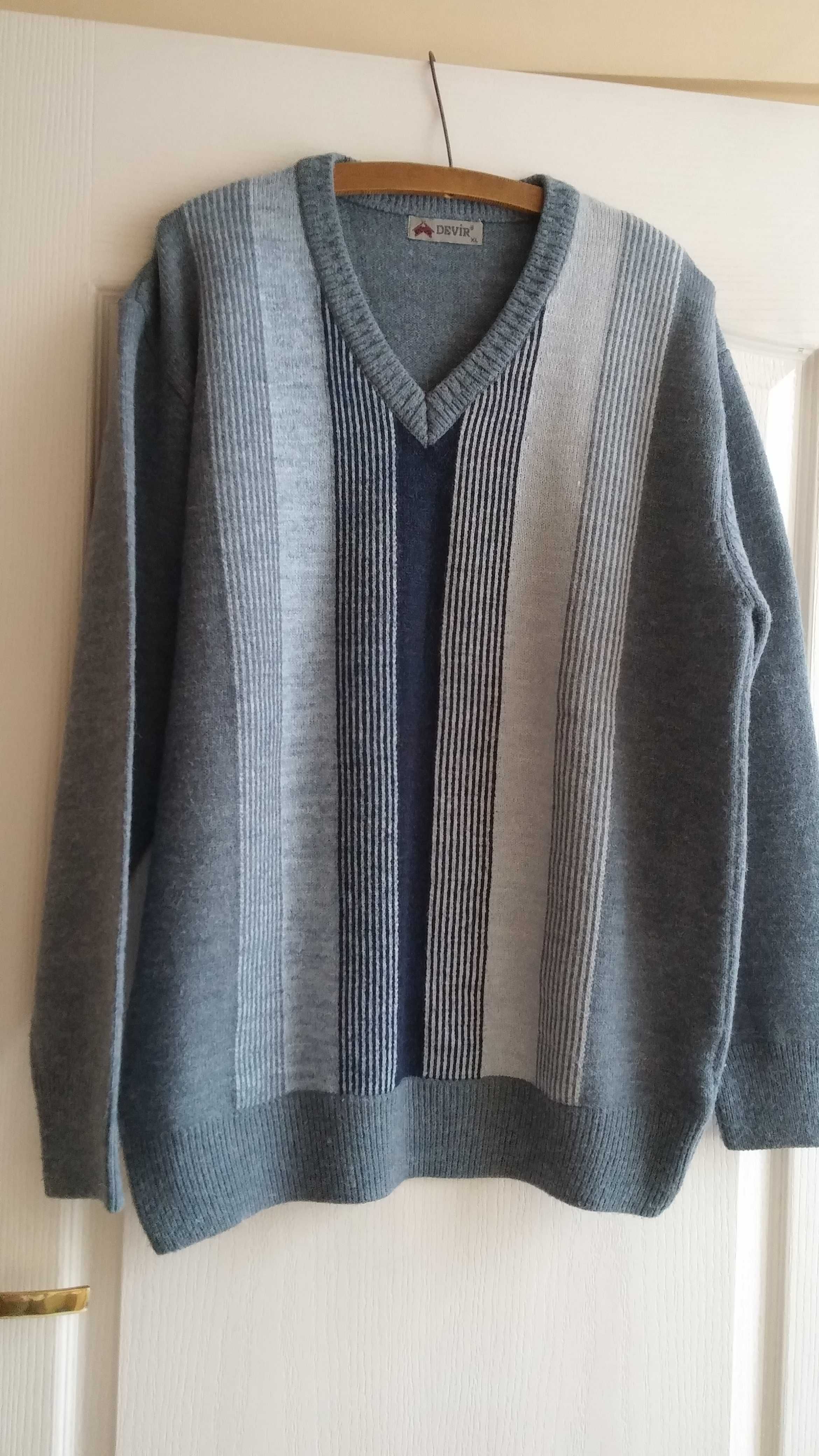 Piękny duży męski sweter XL/2XL - wełna z acrylem - bdb !!