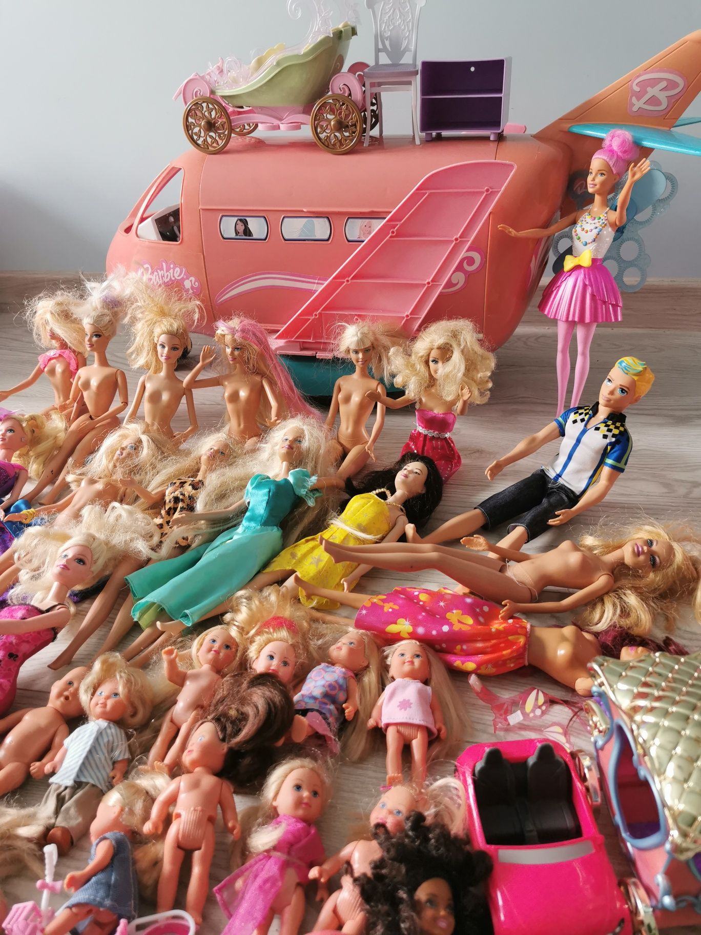 Giga zestaw barbie ponad 20 szt pełno dodatków plus wielki samolot