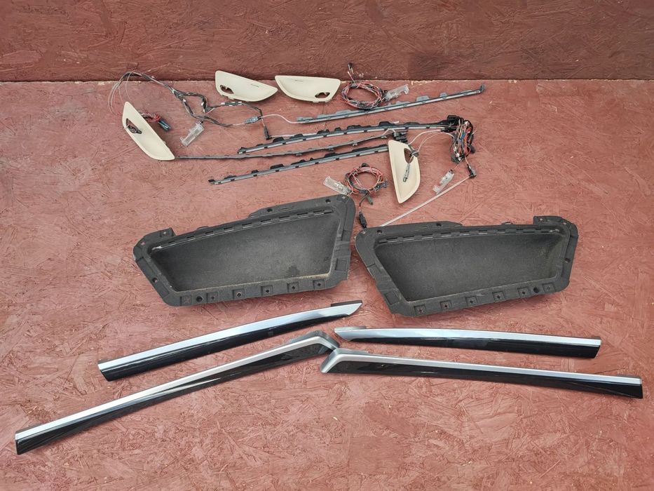 BMW F10 / F11 ORYGINALNY KOMPLET OŚWIETLENIA WNĘTRZA AMBIENT LED + WZIĄZKA PO PINACH + ZAŚLEPKI + DEKORY SCHWARZ O NR. 9 171 779 / 7 225 882 OEM