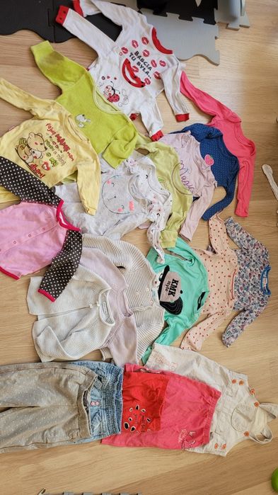 Paka ubrań dla dziewczynki 80 body na długi rękaw