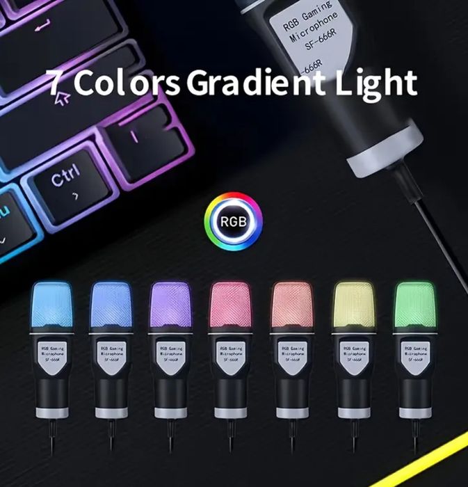 Microfone gaming e podcasting + braço articulado