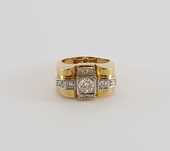 Pierścionek Art deco z brylantem 0,70 ct + 0,35 ct - lata 40-te