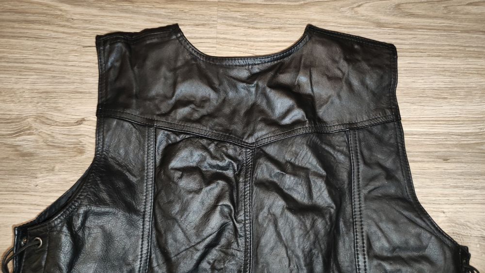 Kamizelka skórzana męska wiązana XXL