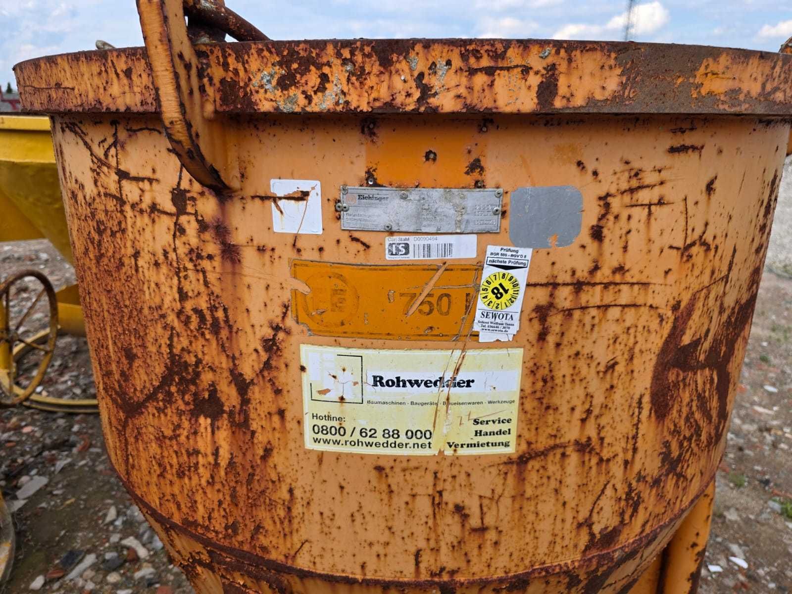 Pojemnik zbiornik kubeł do betonu Żuraw dźwig Niemiecki 750L Nr.4
