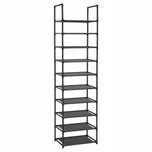 Szafka na obuwie stojąca loft czarna 173cm 10 POZIOMÓW metal
